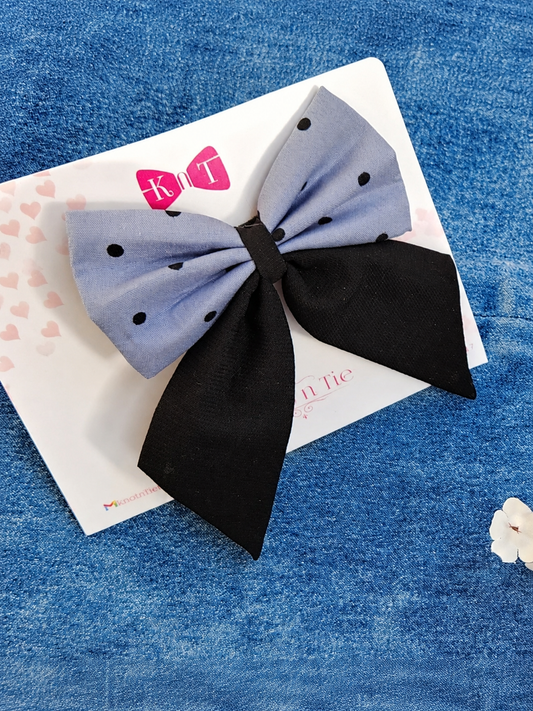 SOFT BLUE DAZZEL PIGTAIL BOW