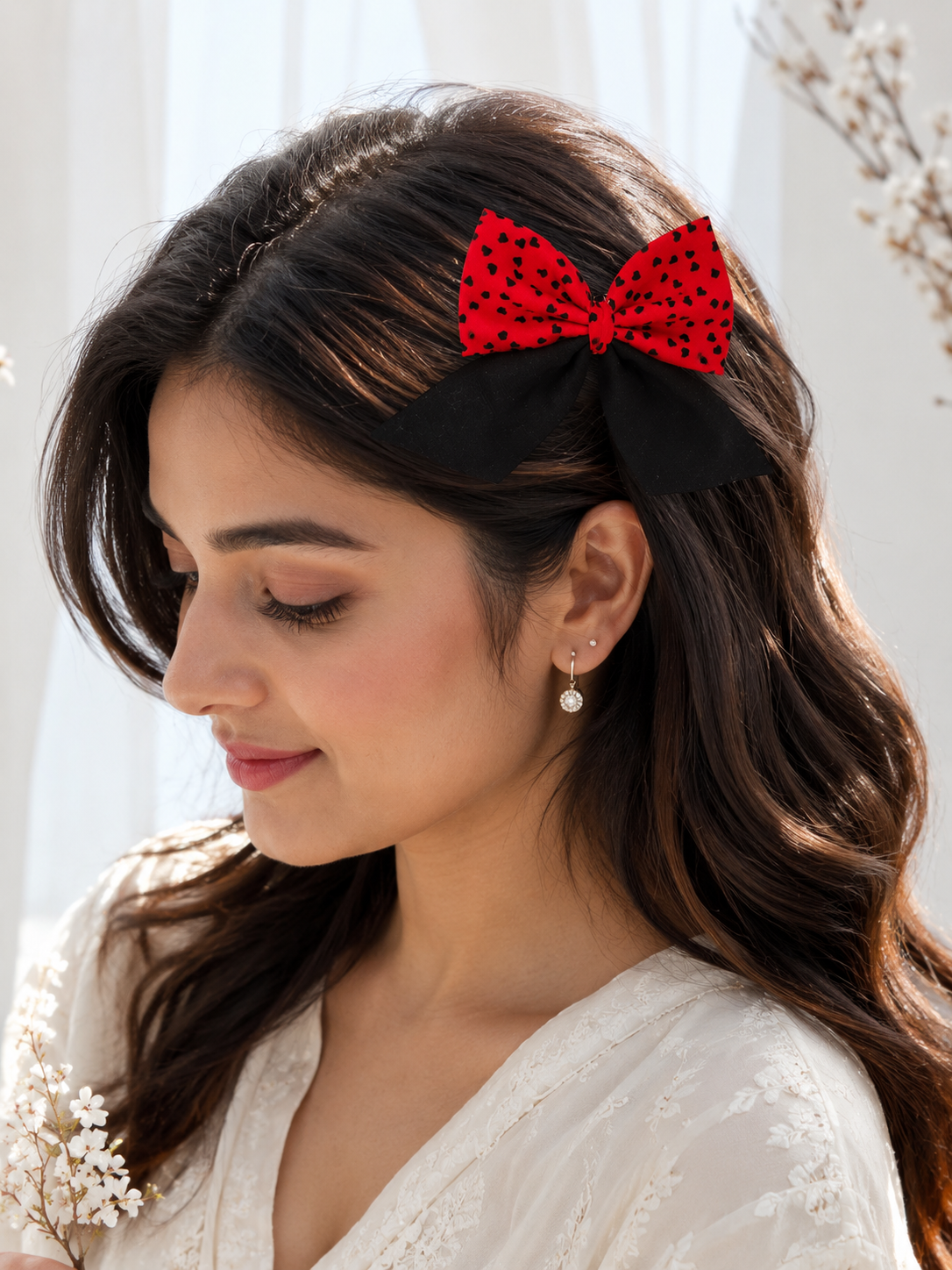 CRIMSON GLAM PIGTAIL BOW