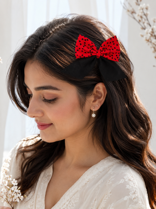 CRIMSON GLAM PIGTAIL BOW
