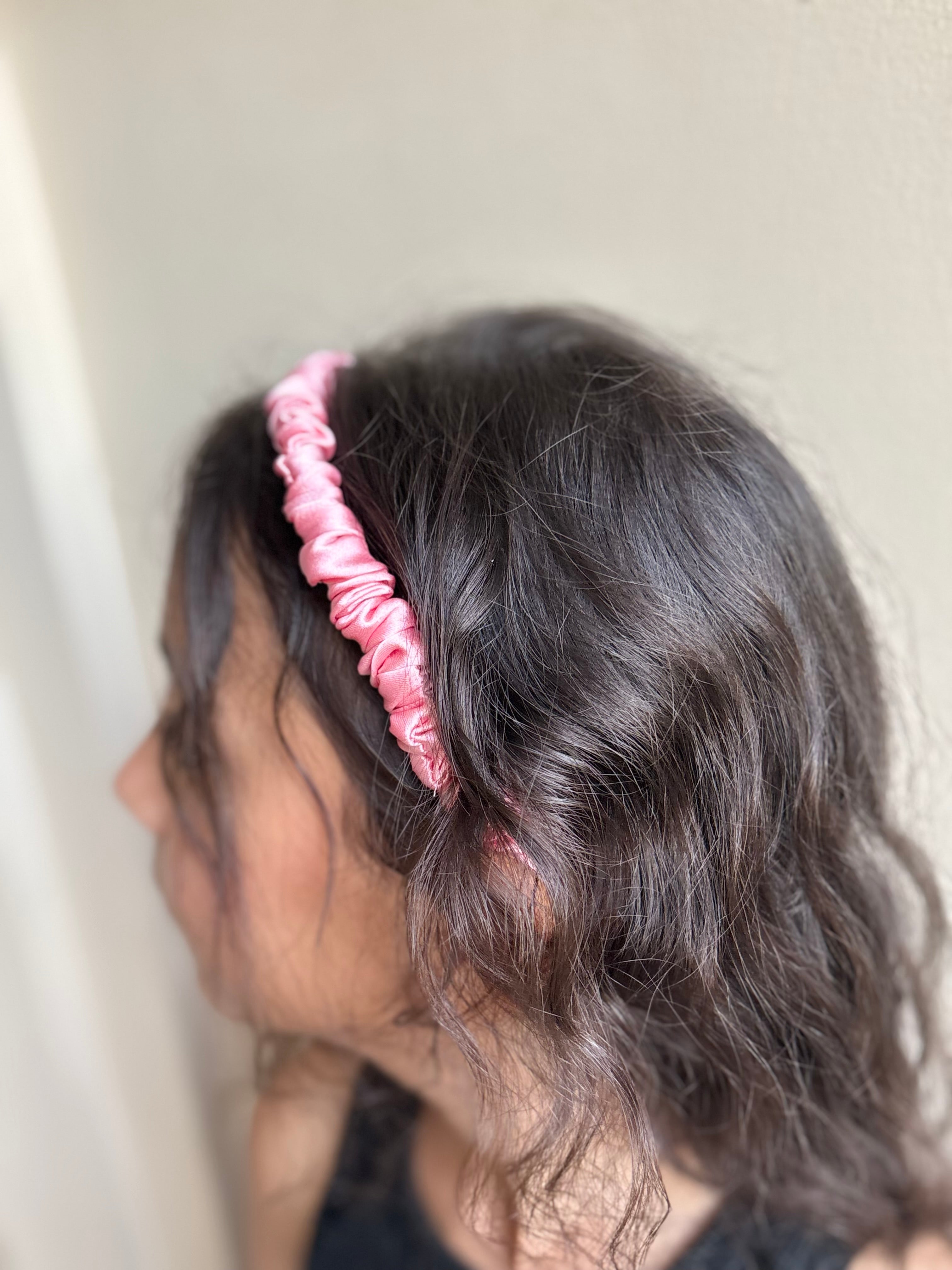 BLUSH PETAL SATIN CRUSH HEADBAND