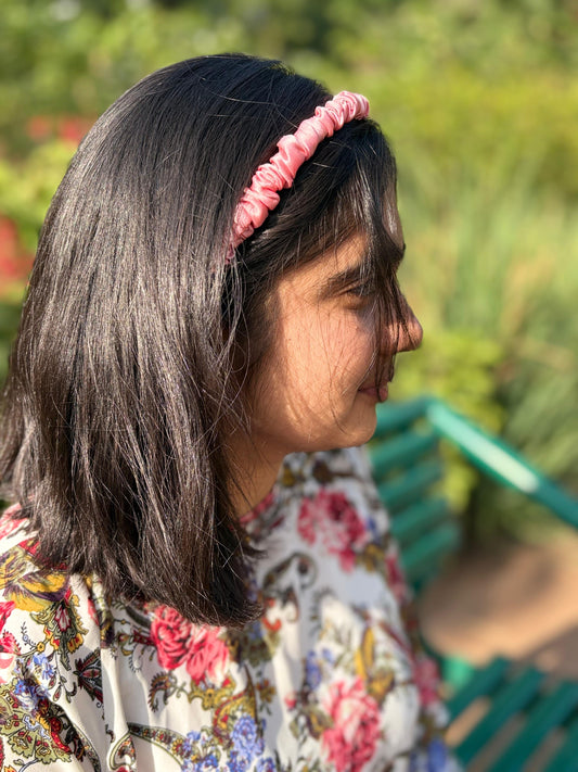 BLUSH PETAL SATIN CRUSH HEADBAND